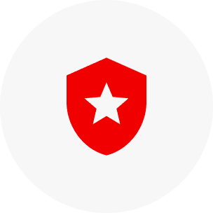 A red and grey shield with a star on it.