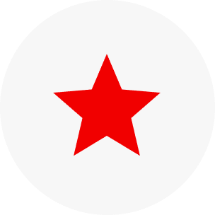 A red star in the middle of a gray circle.