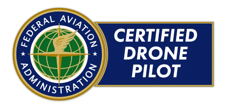 A picture of the faa certified drone pilot logo.